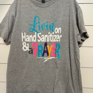 Gray Graphic Tee with Colorful Print